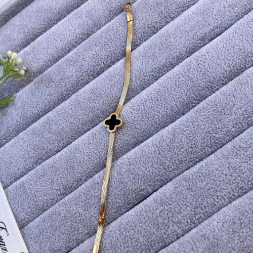 Gold Plated Four Leaf Clover Bracelet - Women & Girls