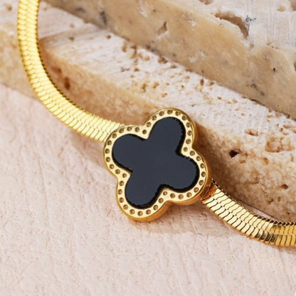 Gold Plated Four Leaf Clover Bracelet - Women & Girls