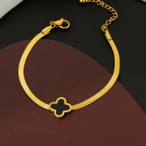 Gold Plated Four Leaf Clover Bracelet - Women & Girls