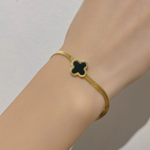 Gold Plated Four Leaf Clover Bracelet - Women & Girls