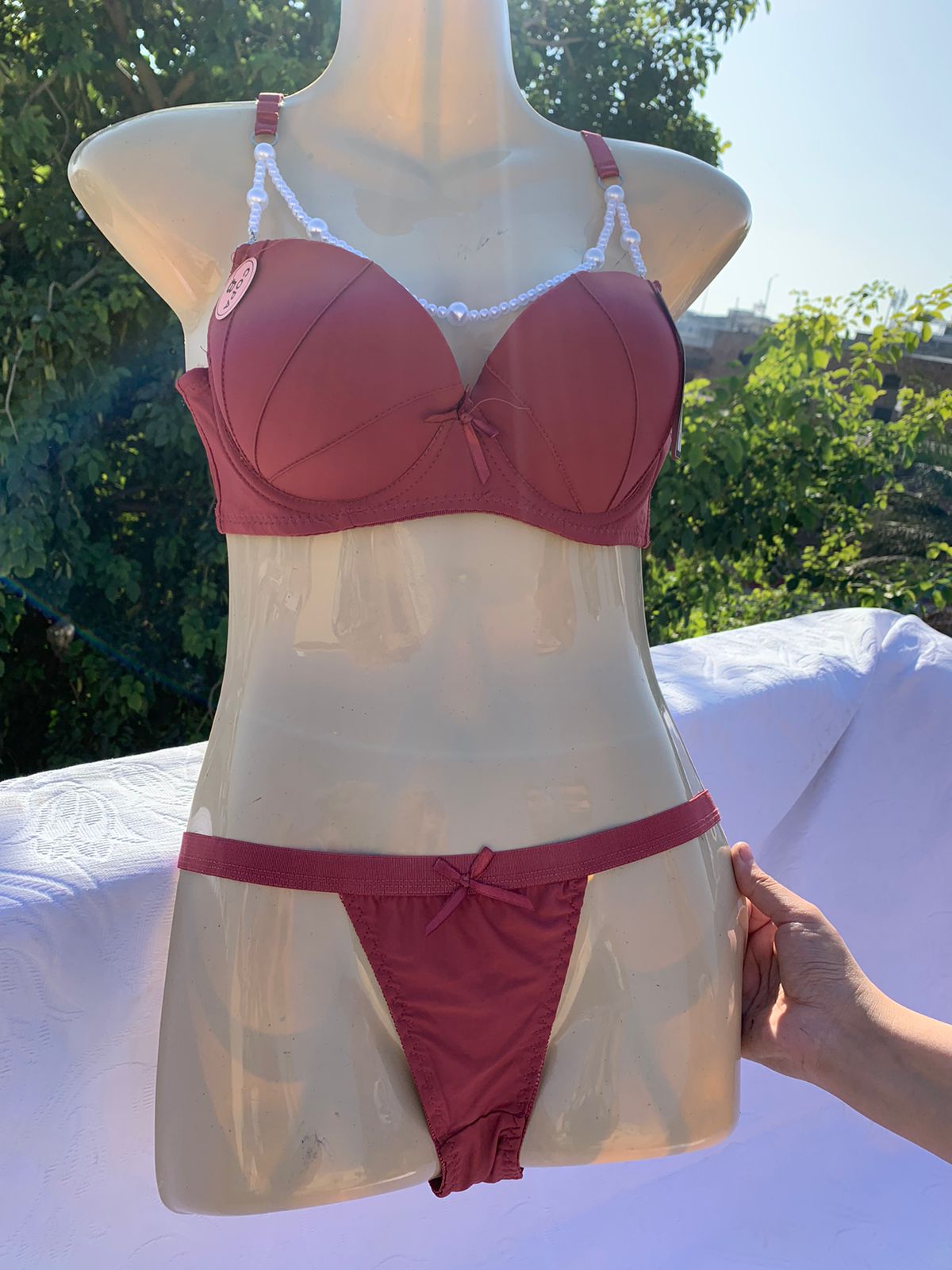 Bridal Lingerie Set – Maroon Padded Bra & Panty | Elegant Bridal Underwear+ FREE GIFT