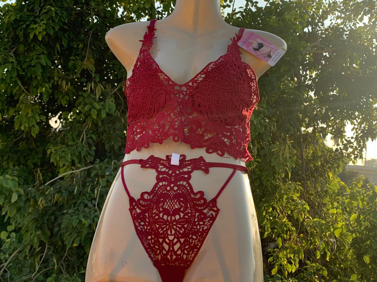 Imported High-Quality Red Lace Bralette & Panty Honeymoon Bridal Lingerie Set+ FREE GIFT