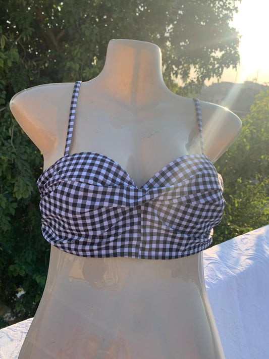 Imported Black & White Check Pattern Bra – Soft Padded Stylish Casual Bra+ FREE GIFT