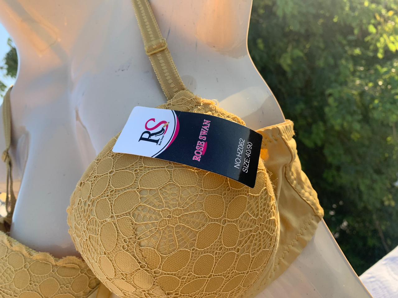 Imported Lace Padded Bra – Dusty Rose Nude , Yellow & Black (Premium Quality)+ FREE GIFT